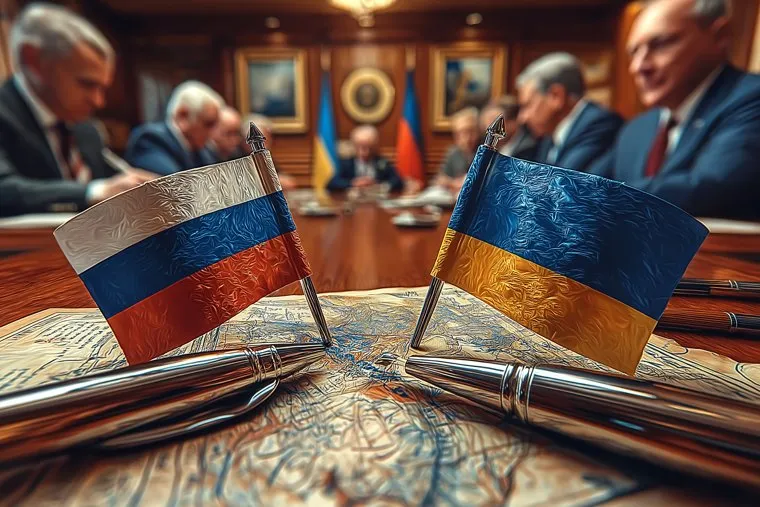 Переговоры. Создано в Midjourney, подпись, соглашение, флаг, договор, украины, россии