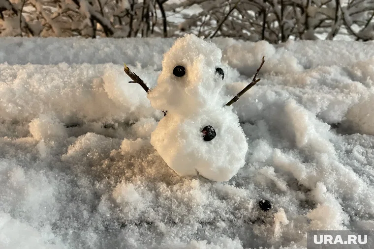 Челябинцы слепили снеговика размером с ладонь 