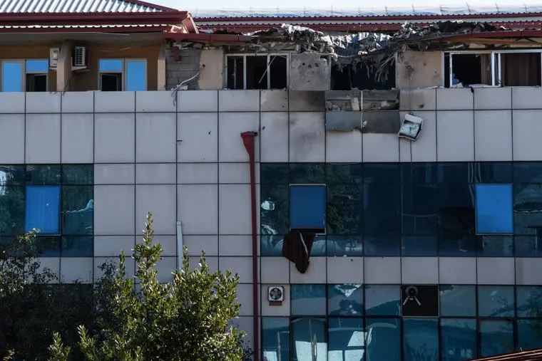 Последствия ночного обстрела Степанакерта. Нагорный Карабах