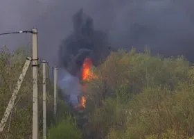 Дым от пожара в Новосибирске заполнил небо