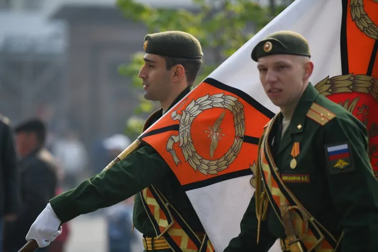 Парад Победы с башни администрации Екатеринбурга. Екатеринбург 