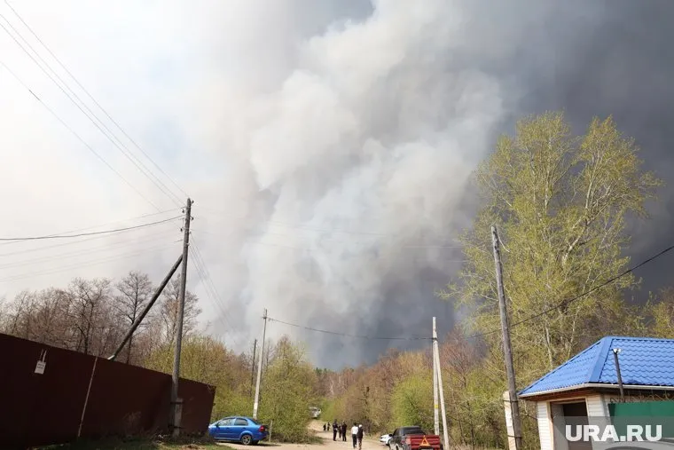 В Кургане ликвидируют пожар в деревне Логовушка