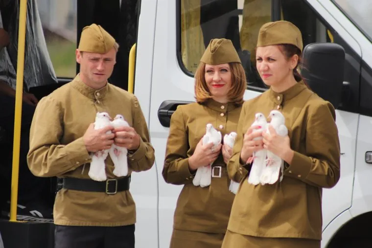 Автопарад в рабочем посёлке Лебяжье.  Курган 