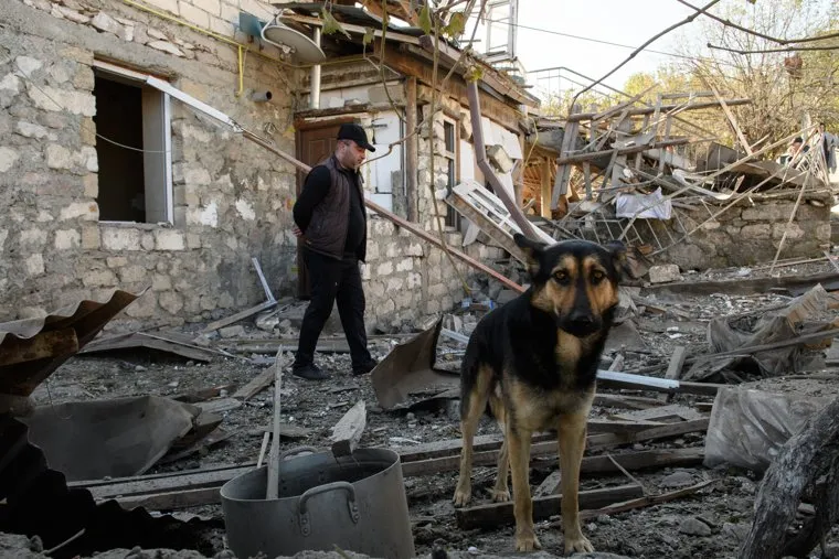 Последствия ночного обстрела Степанакерта. Нагорный Карабах