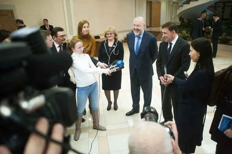 Первая ассамблея Депутатской вертикали Свердловской области. Екатеринбург, пресса, бабушкина людмила, куйвашев евгений, крашенинников павел, журналисты