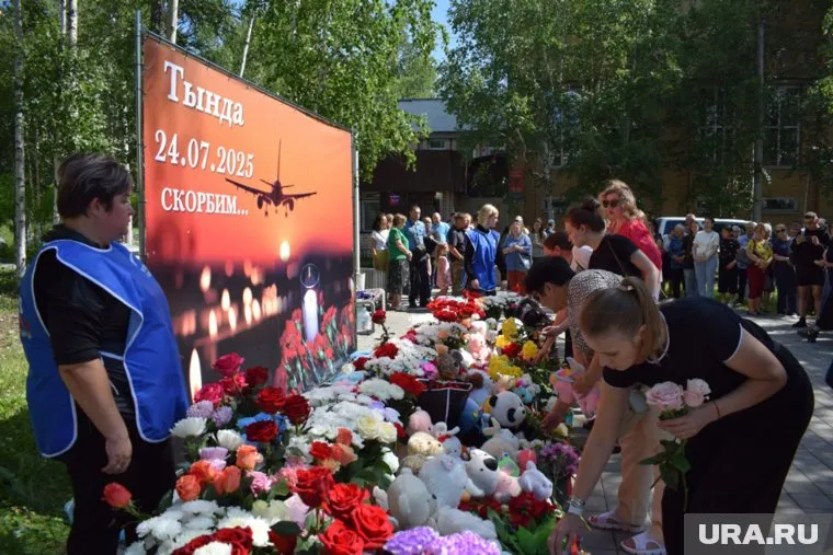 Стихийный мемориал в память о жертвах крушения самолета Ан-24 в Тынде