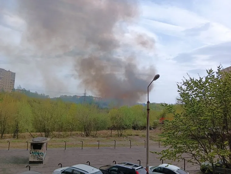 Пожар в районе Южной дамбы в Перми