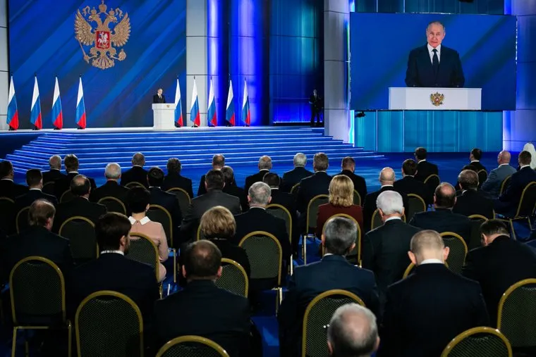 Ежегодное послание президента России Владимира Путина Федеральному Собранию РФ в ЦВЗ «Манеж». Москва