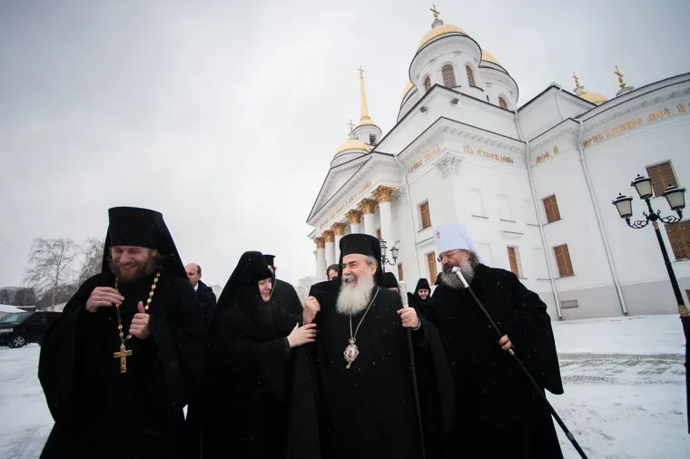 Визит Патриарха Иерусалимского Феофила III в Александро-Невский Ново-Тихвинский монастырь. Екатеринбург, митрополит кирилл, храм, церковь, собор александра невского, новотихвинский монастрь, патриарх феофил III