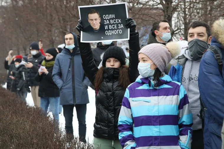 Митинг в поддержку Навального на Пушкинской площади. Москва