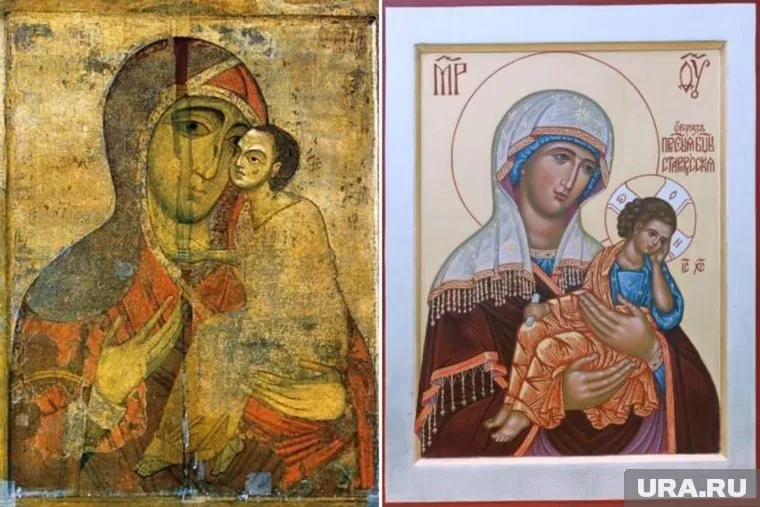 Слева направо: древний и современный варианты иконы