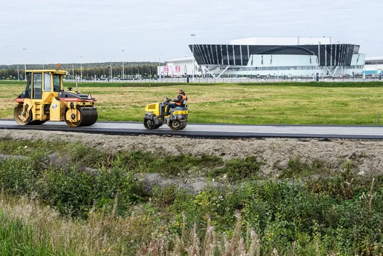 Дорожные работы на Кольцовском тракте. Екатеринбург