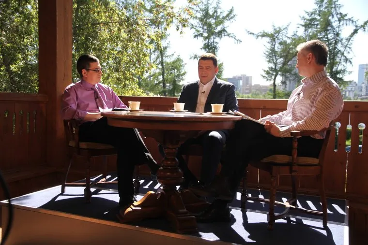 Куйвашев в Доме Журналистов. Екатеринбург, енин евгений, путинцев максим, куйвашев