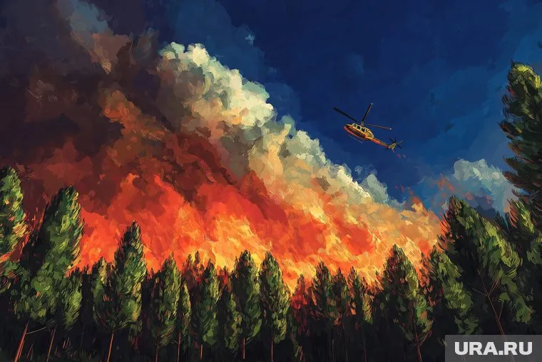 Территорию заповедника тушат с помощью сброшенной воды с вертолета