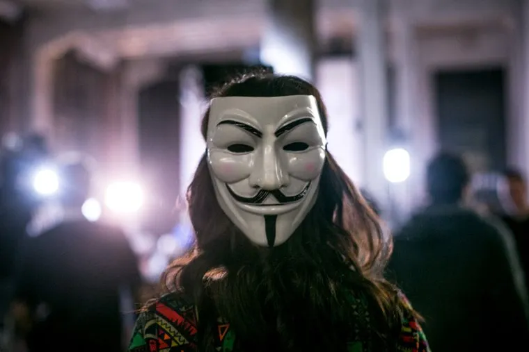 Инаугурация Трампа. Москва, маска гая фокса, Guy Fawkes, anonymous, аноним, хакеры