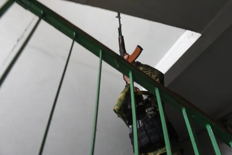 Работа чеченского добровольческого батальона Ахмат в Мариуполе. Украина