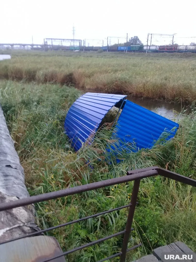 Ветер отбросил металлическую конструкцию в камыши