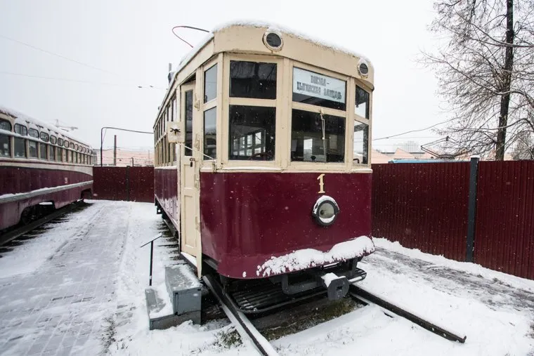Экспозиция ретротрамваев Музея истории электротранспорта Екатеринбурга. Екатеринбург