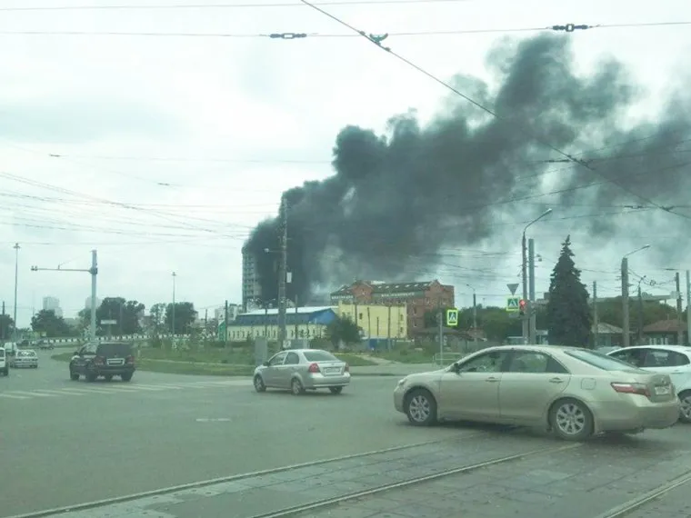 Пожар на стройке Лакницкого. Челябинск