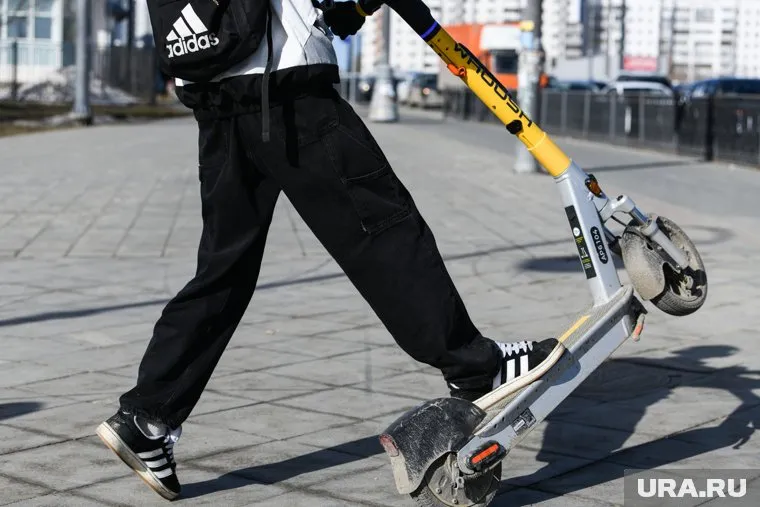 Ребенок проехал по пешеходному переходу на самокате