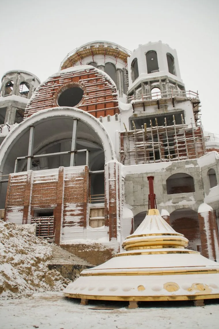 Освещение куполов, храм салехард
