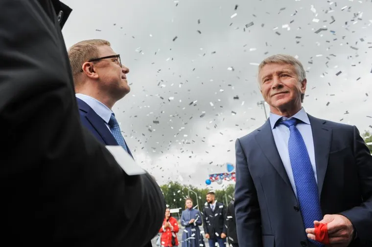 Алексей Текслер и Леонид Михельсон на открытии АЗС НОВАТЭК. Челябинская область. Копейск