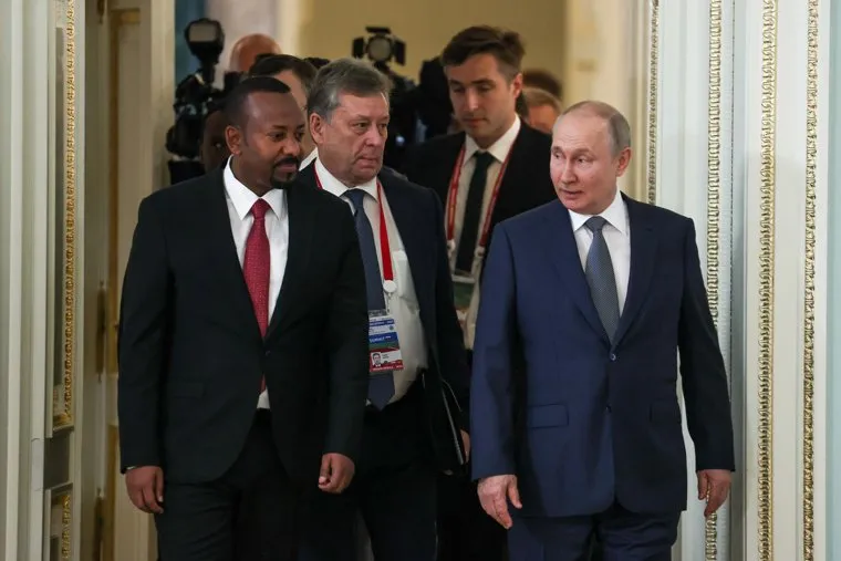 Встреча президента России Владимира Путина с премьер-министром Эфиопии Аби Ахмедом. Санкт-Петербург