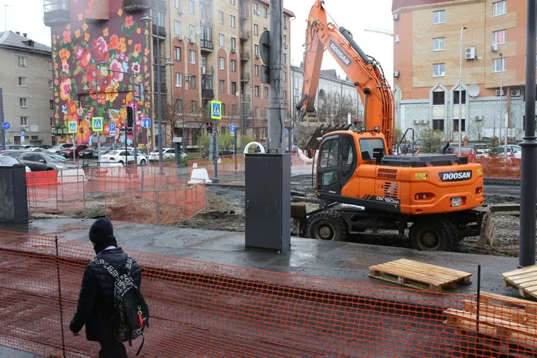 Ремонт дороги на ул Ленина. Тюмень 