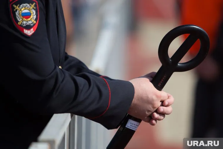 Перед входом на митинг людей досматривают полицейские и сотрудники Росгвардии
