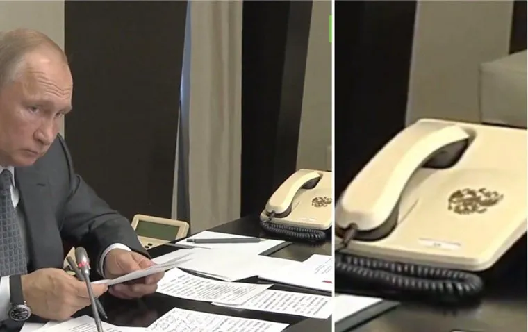 Рабочий телефон президента Путина без кнопок и с гербом