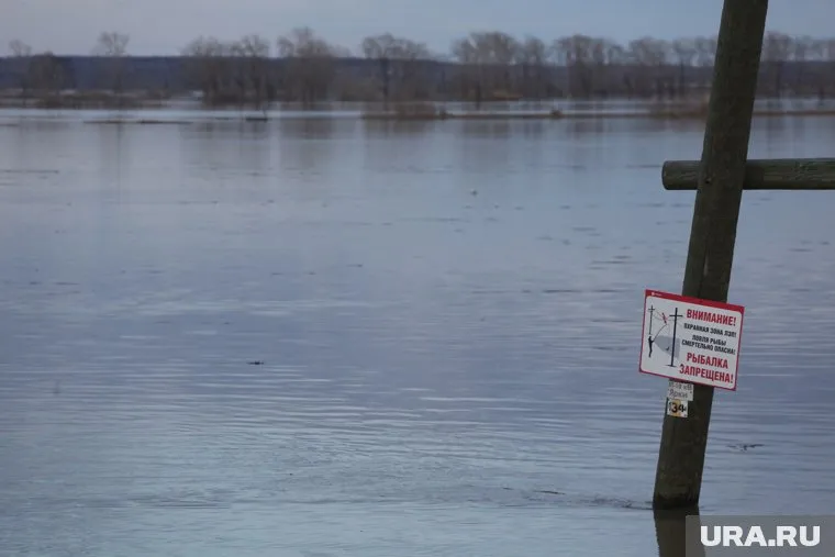 Вода наполовину скрыла электрические столбы