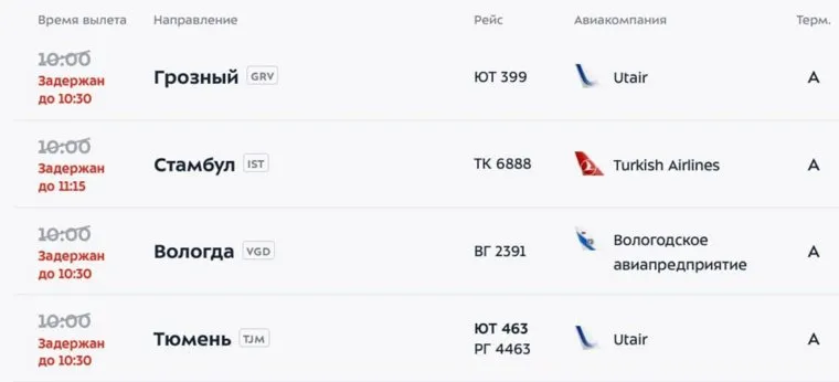 Во Внуково остановили рейсы на прилет и вылет