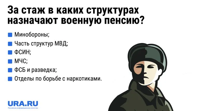 Военную пенсию назначат за стаж в Минобороны, в ФСБ, МЧС и других структурах