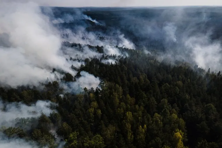 Лесной пожар на озере Глухое. Свердловская область