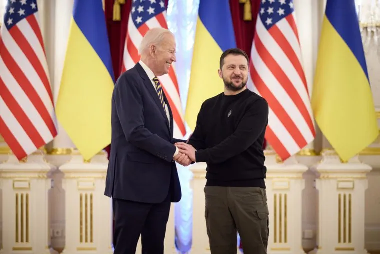 Визит Джо Байдена на Украину. stock