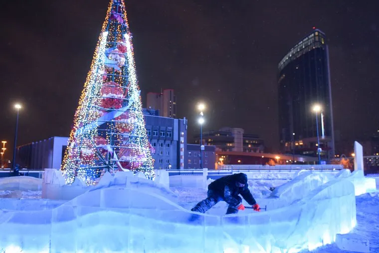 Новогодняя иллюминация на улицах города. Екатеринбург
