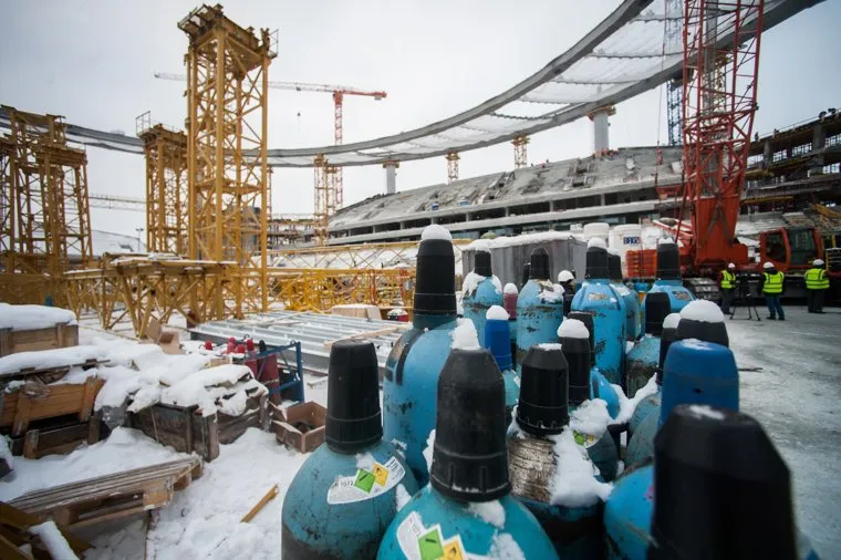 Реконструкция Центрального стадиона. Екатеринбург, строительная площадка, реконструкция центрального стадиона