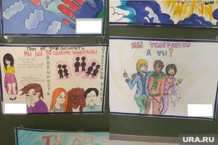 В рисовании плакатов участвовали ученики средней и старшей школы