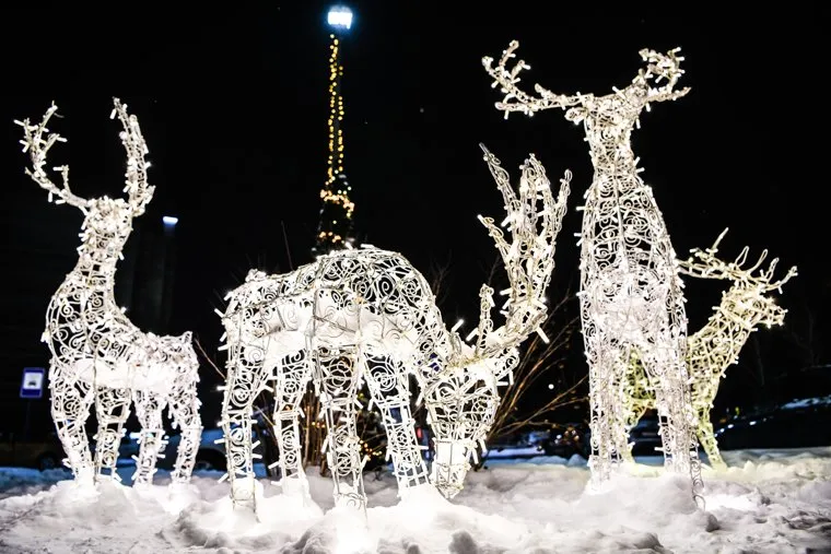 Новогодняя иллюминация в микрорайоне Солнечный. Екатеринбург