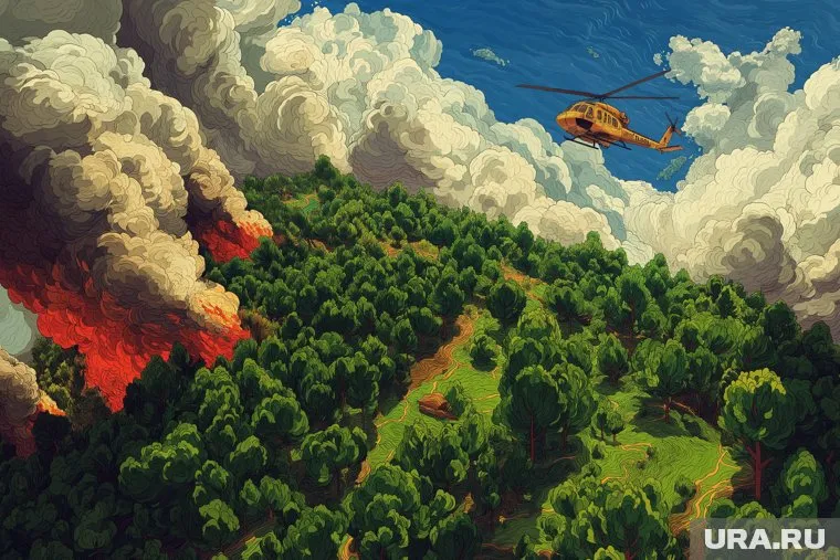 Площадь пожара увеличивается из-за сильного ветра и жаркой погоды