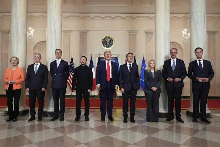 Вместе с Владимиром Зеленским на встречу с Дональдом Трампом прилетели семеро европейских лидеров