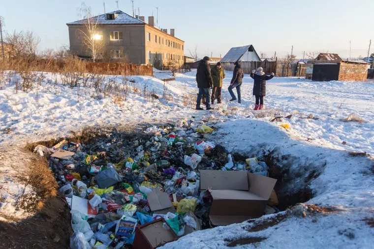 Поселок Новоянгелька. (Агаповский район). Челябинская область, мусор, яма, свалка, деревенская жизнь, зима