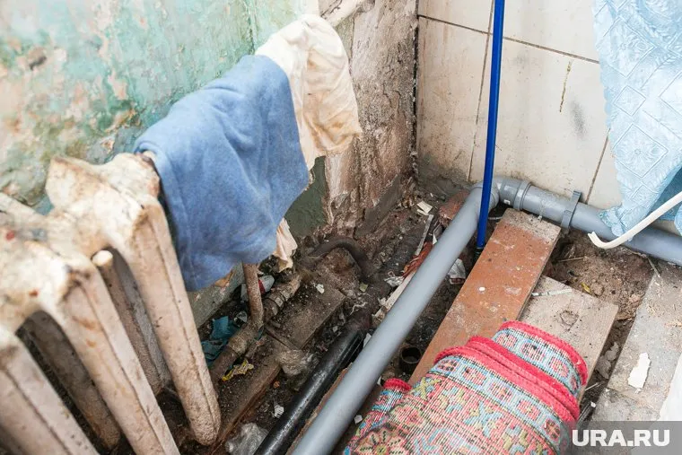 Запах исходит от мусора, гниющего в затопленной квартире, а также из канализации, вытекающей в подвал здания