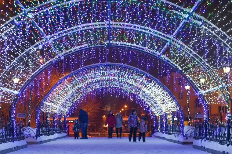 Новогодняя иллюминация на улицах города. Екатеринбург