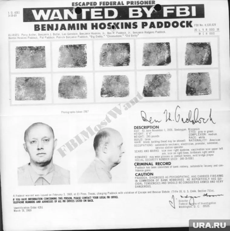 Бенджамин Хоккинс Пэддок находился в розыске почти 8 лет
