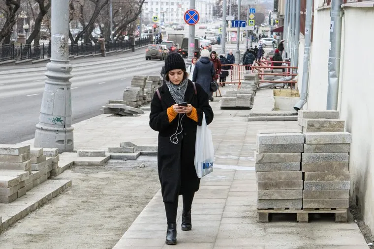 Ремонт пешеходной части на улице Малышева и проспекте Ленина. Екатеринбург