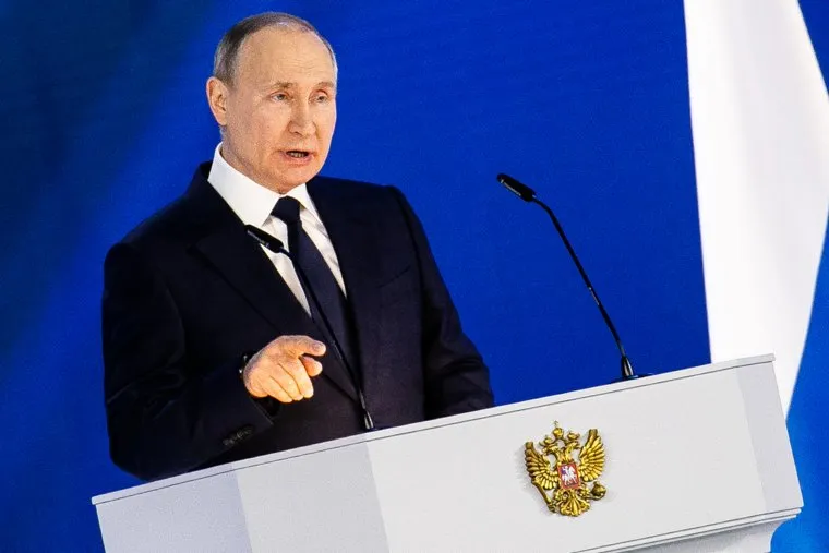 Ежегодное послание президента России Владимира Путина Федеральному Собранию РФ в ЦВЗ «Манеж». Москва