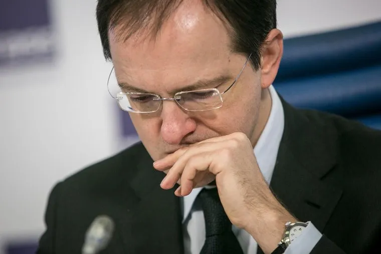 Пресс-конференция в ТАСС с участием Владимира Мединского, посвященная году российского кино. Москва 