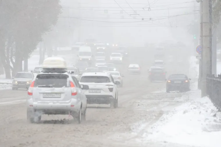 Снегопад днем. Челябинск