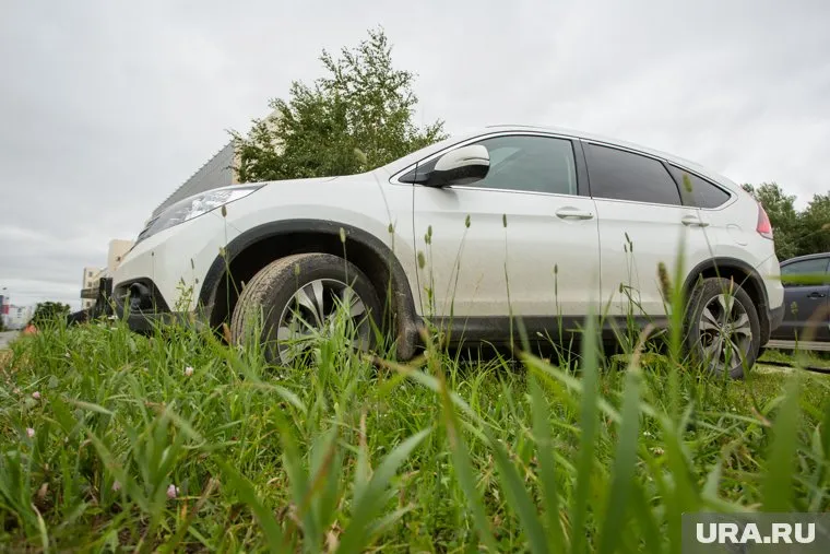 В Далматово обустроили газон, на котором можно парковаться машинам